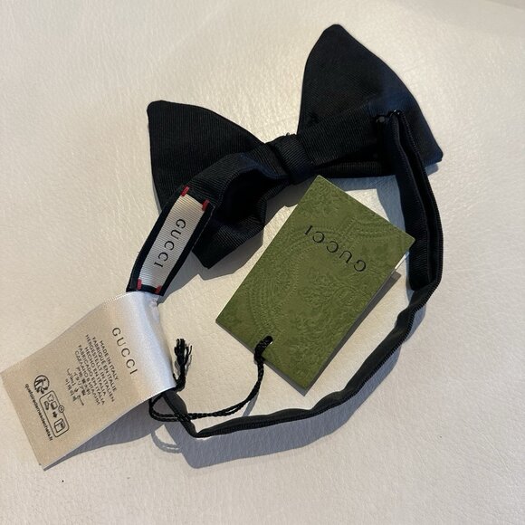 NWT GUCCI BLACK BOW TIE 100% Authentic Men’s - Picture 5 of 7